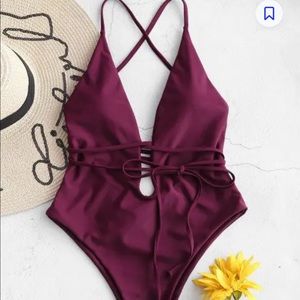 Backless Plunging High Leg Swimsuit